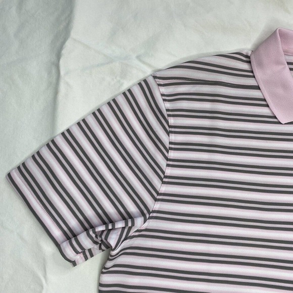 Nike Mens Dri-Fit Victory Striped Golf Polo Shirt Pink L - Picture 3 of 13
